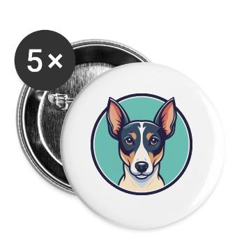 Terrier brésilien chien race dessin animé Kawaii Clipart - Lot de 5 grands badges (56 mm) - blanc - Devant