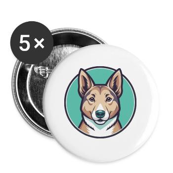 Carolina Chien Race Coloré Dessin animé Kawaii Clipart - Lot de 5 grands badges (56 mm) - blanc - Devant