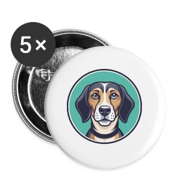 Kanarischer Warren Hound Hunderasse Cartoon Kawaii Haustier - Buttons groß 56 mm (5er Pack) - Weiß - Vorne