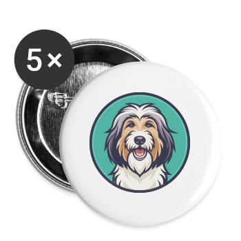 chien de berger catalan chien race dessin animé Kawaii Clipart - Lot de 5 grands badges (56 mm) - blanc - Devant