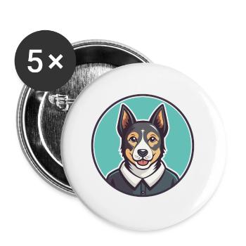 Cesky Strakaty Pes Dog Breed Cartoon Kawaii - Buttons large 2.2''/56 mm (5-pack) - white - Front