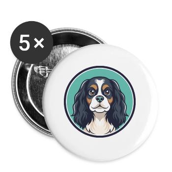 Cavalier Dog Breed Colorful Cartoon Kawaii Clipart - Buttons large 2.2''/56 mm (5-pack) - white - Front