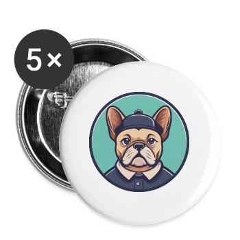 Chien Francais Dog Breed Cartoon Kawaii Clipart - Buttons large 2.2''/56 mm (5-pack) - white - Front