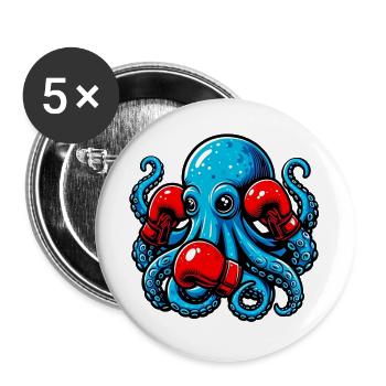 Pieuvre - Lot de 5 grands badges (56 mm) - blanc - Devant