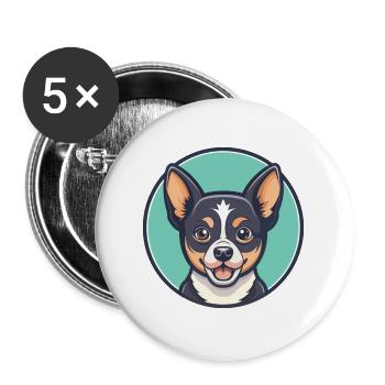 Chongqing Chien Race Dessin animé Kawaii Clipart Animal - Lot de 5 grands badges (56 mm) - blanc - Devant