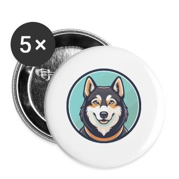 Chukotka Sled Dog Breed Cartoon Kawaii Clipart Pet - Buttons large 2.2''/56 mm (5-pack) - white - Front