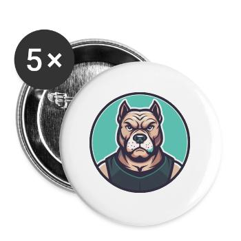 Cordoba Kampfhund Rasse Cartoon Kawaii Clipart - Buttons groß 56 mm (5er Pack) - Weiß - Vorne