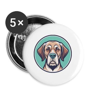 Dänische Broholmer Hunderasse Cartoon Kawaii Clipart - Buttons groß 56 mm (5er Pack) - Weiß - Vorne