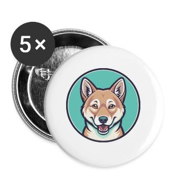 Dingo Dog Breed Cartoon Kawaii Clipart Animal Pet - Buttons large 2.2''/56 mm (5-pack) - white - Front