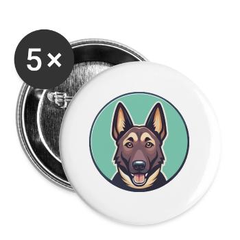 Dutch Shepherd Dog Breed Cartoon Kawaii Clipart - Buttons large 2.2''/56 mm (5-pack) - white - Front