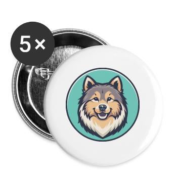 Eurasier Dog Breed Colorful Cartoon Kawaii Clipart - Buttons large 2.2''/56 mm (5-pack) - white - Front