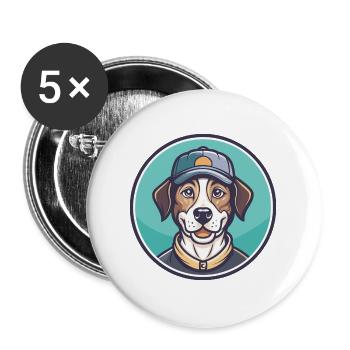 Florida Cracker Cur Dog Breed Funny Cartoon Kawaii - Buttons large 2.2''/56 mm (5-pack) - white - Front