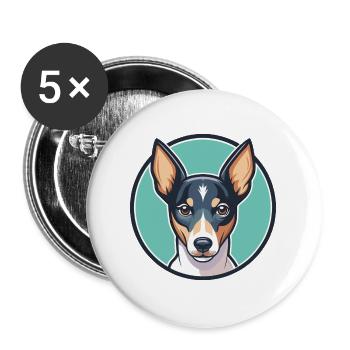 Decker Rat Terrier Chien Race Dessin Animé Kawaii - Lot de 5 grands badges (56 mm) - blanc - Devant