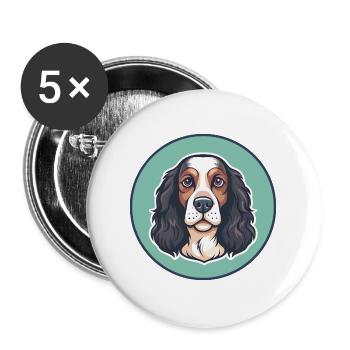Deutscher Wachtelhund Hunderasse Karikatur Kawaii Haustier - Buttons groß 56 mm (5er Pack) - Weiß - Vorne