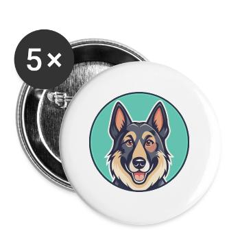 Berger d’Europe de l’Est Race Dessin animé Kawaii - Lot de 5 grands badges (56 mm) - blanc - Devant