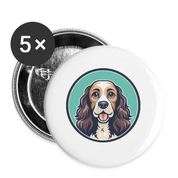 Cocker anglais Spaniel Chien Race Dessin animé Kawaii - Lot de 5 grands badges (56 mm) - blanc - Devant