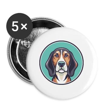 Finnish Hound Dog Breed Cartoon Kawaii Clipart Pet - Buttons large 2.2''/56 mm (5-pack) - white - Front