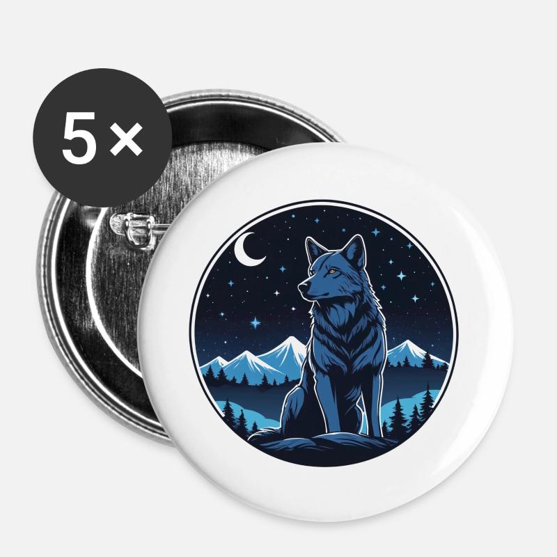 Wolf in galactic night - Buttons large 2.2''/56 mm (5-pack) - white