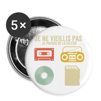 I'm not getting old, I'm increasing in value - Buttons large 2.2''/56 mm (5-pack) - white - Front