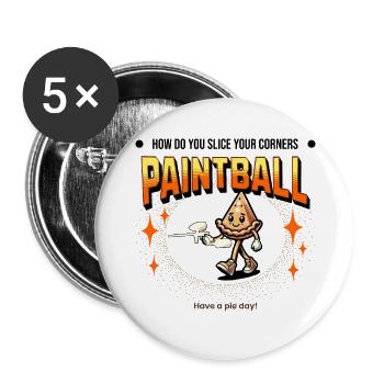 Cute kawaii pie size is paintballing - Buttons large 2.2''/56 mm (5-pack) - white - Front