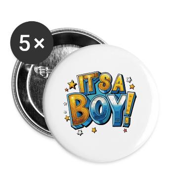 Es ist ein Junge Comic - Buttons groß 56 mm (5er Pack) - Weiß - Vorne