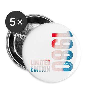 1980 1980 Cadeau d’anniversaire en édition limitée - Lot de 5 grands badges (56 mm) - blanc - Devant
