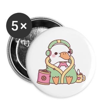 Mignon canard Cozy Gamer - Lot de 5 grands badges (56 mm) - blanc - Devant