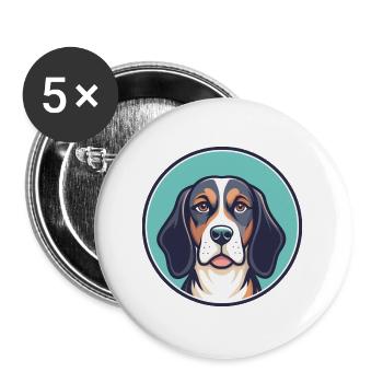 Français Tricolore Chien Race Dessin Animé Kawaii Pet - Lot de 5 grands badges (56 mm) - blanc - Devant