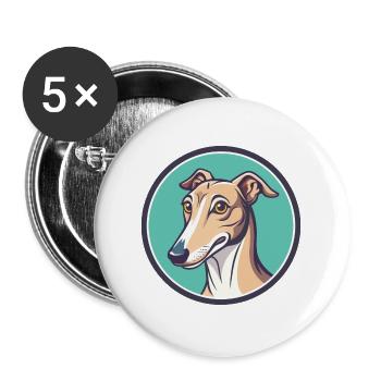 Galgo Español Hunderasse Cartoon Kawaii Clipart Haustier - Buttons groß 56 mm (5er Pack) - Weiß - Vorne