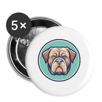 Französisch Bordeaux Mastiff Hunderasse Karikatur Kawaii - Buttons groß 56 mm (5er Pack) - Weiß - Vorne