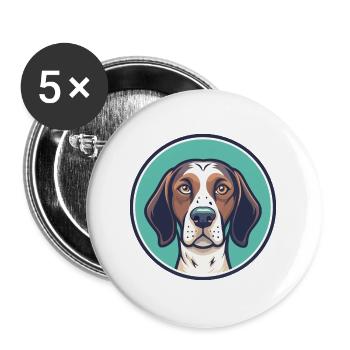 Français Gascogne Pointer Chien Race Dessin Animé Kawaii - Lot de 5 grands badges (56 mm) - blanc - Devant