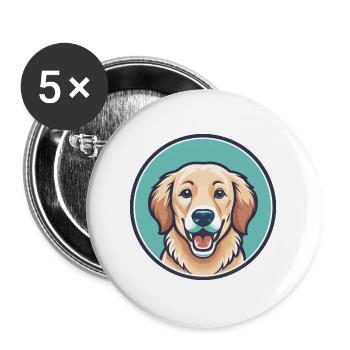 Golden Retriever Dog Breed Cartoon Kawaii Clipart - Buttons large 2.2''/56 mm (5-pack) - white - Front