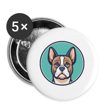 Grand Anglo Français Tricolore Hunderasse Karikatur - Buttons groß 56 mm (5er Pack) - Weiß - Vorne