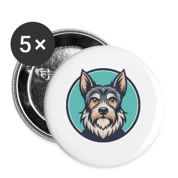 Griffon Bleu de Gascogne Race de Chien Dessin Animé Kawaii - Lot de 5 grands badges (56 mm) - blanc - Devant