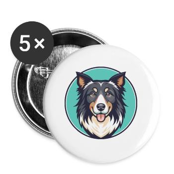 Berger géorgien chien race dessin animé Kawaii Clipart - Lot de 5 grands badges (56 mm) - blanc - Devant