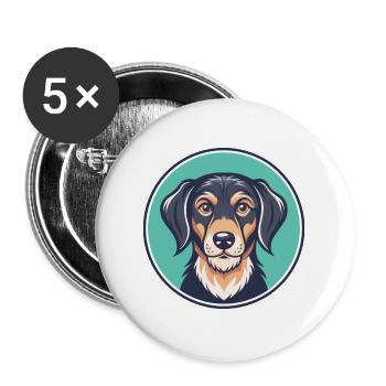 Istrian Coarse Haired Hound Dog Breed Cartoon Pet - Buttons large 2.2''/56 mm (5-pack) - white - Front