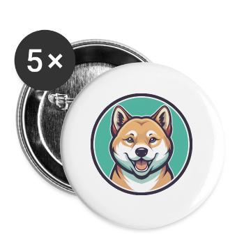 Jindo Dog Breed Cartoon Kawaii Clipart Animal Pet - Buttons large 2.2''/56 mm (5-pack) - white - Front