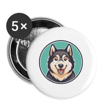 Kamchatka Sled Dog Breed Cartoon Kawaii Clipart - Buttons large 2.2''/56 mm (5-pack) - white - Front