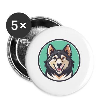 Karakachan Chien Race Dessin animé Kawaii Clipart Animal - Lot de 5 grands badges (56 mm) - blanc - Devant
