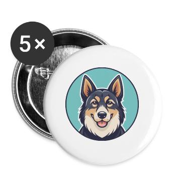 Karst Schäferhund Rasse Karikatur Kawaii Clipart - Buttons groß 56 mm (5er Pack) - Weiß - Vorne