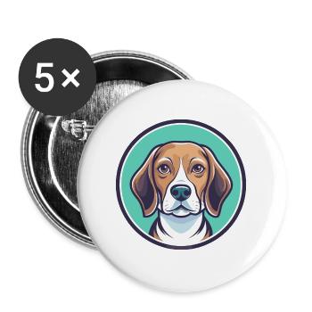 Kerry Beagle Dog Breed Cartoon Kawaii Clipart Pet - Buttons large 2.2''/56 mm (5-pack) - white - Front