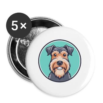 Lakeland Terrier Chien Race Dessin animé Kawaii Clipart - Lot de 5 grands badges (56 mm) - blanc - Devant