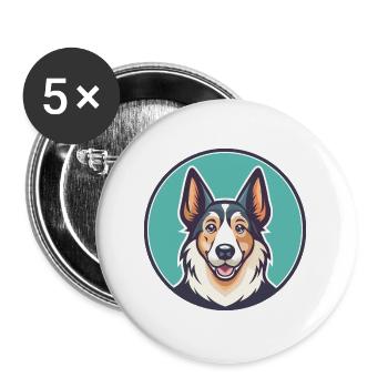 Laufhund Hunderasse Bunte Karikatur Kawaii Clipart - Buttons groß 56 mm (5er Pack) - Weiß - Vorne