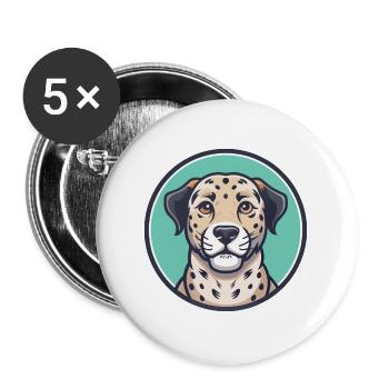 Leopard Cur Dog Breed Funny Cartoon Kawaii Clipart - Buttons large 2.2''/56 mm (5-pack) - white - Front