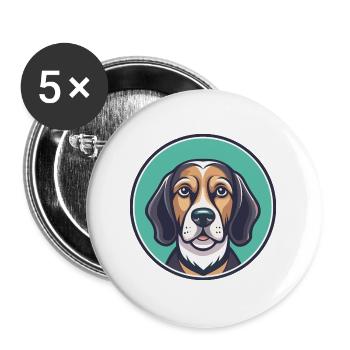 Lithuanian Hound Dog Breed Cartoon Kawaii Clipart - Buttons large 2.2''/56 mm (5-pack) - white - Front