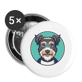 Lucas Terrier Hund Rasse Cartoon Kawaii Clipart Haustier - Buttons groß 56 mm (5er Pack) - Weiß - Vorne
