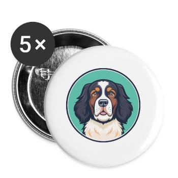 Landseer Chien Race Coloré Dessin animé Kawaii Clipart - Lot de 5 grands badges (56 mm) - blanc - Devant