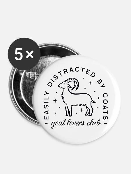 Ziegen-Nutztiere - Buttons groß 56 mm (5er Pack) - Weiß
