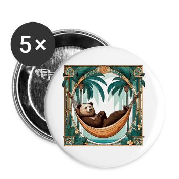 Ruhestand Rente Bär Rentner Palmen Geschenk - Buttons groß 56 mm (5er Pack) - Weiß - Vorne