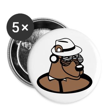 drôle DJ Grizzly Brown Bear Party Club Musique Ours - Lot de 5 grands badges (56 mm) - blanc - Devant